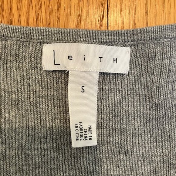 Leith from Nordstrom gray faux wrap ribbed sweater S - Picture 4 of 7